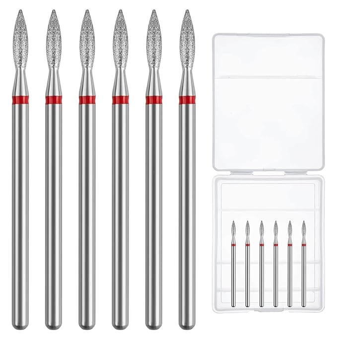 Cuticle Drill Bit,Nail Drill Bits Flame Cuticle Clean Drill Bit for 3/32''Electric Nail File Machine Cuticle Bit Nail Prep Tool (Red, Flame)