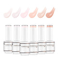 Nicedeco Hema Free Rubber Base Gel Polish for Nails 6 Pcs Cruelty Free Vegan Rubber Gel Nail Strengthener Nude Pink Nail Gel Polish Set 35