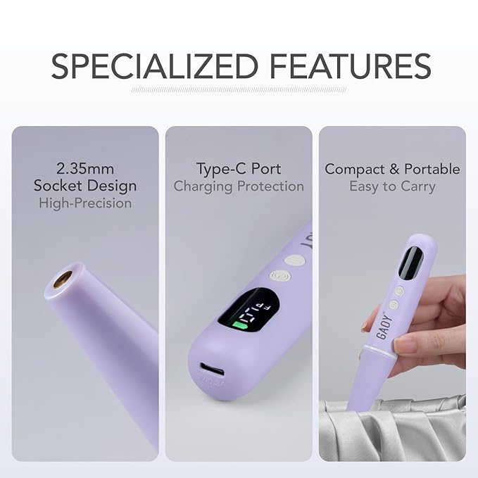 GAOY Cordless Electric Nail File, Nail Drill with LED Display for Acrylic Gel Nails, Hand Feet Trimmer Buffer Tool, Violet Purple