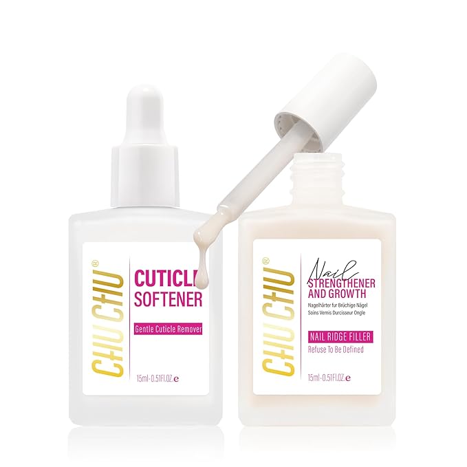 CHUCHU Nail Repair and Cuticle Softener: Milky White 2pcs 15ml Protein Keratin Strengthener for Weak Ridges Discolored Nails Women Clean Natural Look
