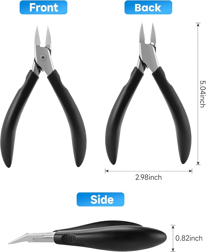 Nail Clippers,Toenail Clipper for Ingrown or Thick Toe Nails,Fingernail Clipper for Men Women Seniors with Stainless Steel Straight Blade Soft Handle Nail Cutter Black