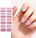 16pcs Gel Nail Strips - Nail Wraps Kit for Women Girls, No UV Light Needed, Natural Looking Manicure Full Cover Fake Nails Short Art Decor(Pink with Glitter)