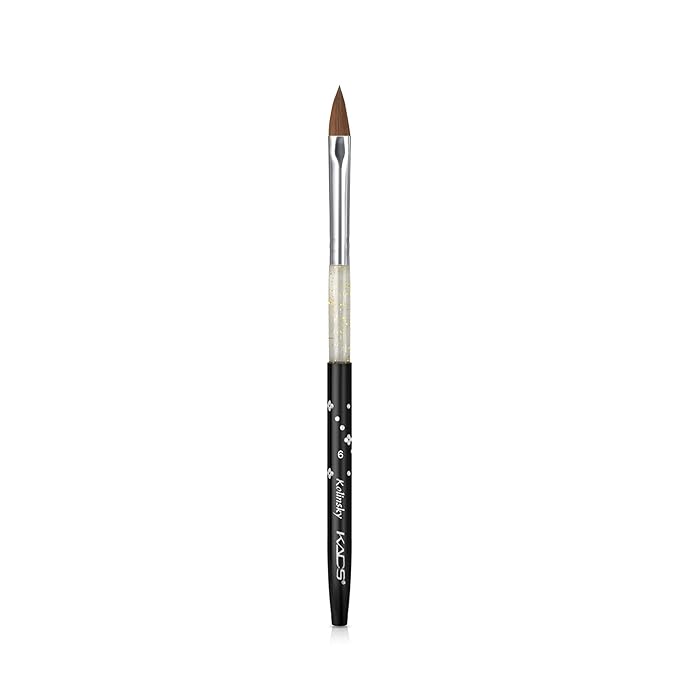 Size 6# Black 100% Kolinsky Sable Acrylic Nail Art Brushes UV Gel Nail Painting Pen Brushes (Size 6)