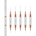 Nail Art Brushes, Eptbsdu 5PCS Double Ended Nail Art Liner Brushes with Cap Striping Liner Brush Nail Design Brushes for Long Lines, Tiny Details, Fine Drawing Nail Brushes for Nail Art, Silver