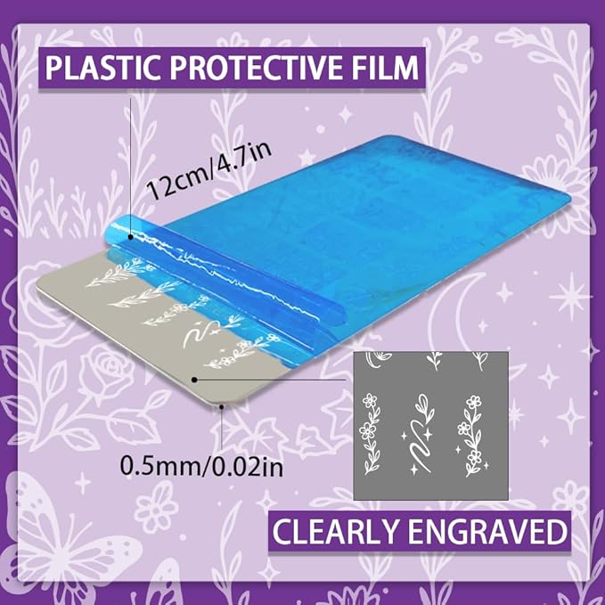PH PandaHall 3pcs Angel Fairy Nail Stamping Plate Flower Border Nails Art Templates Butterfly Rose Plants Manicure Art Stencils Moon Star Nail Image Plates for Women Manicures Salon Print Design