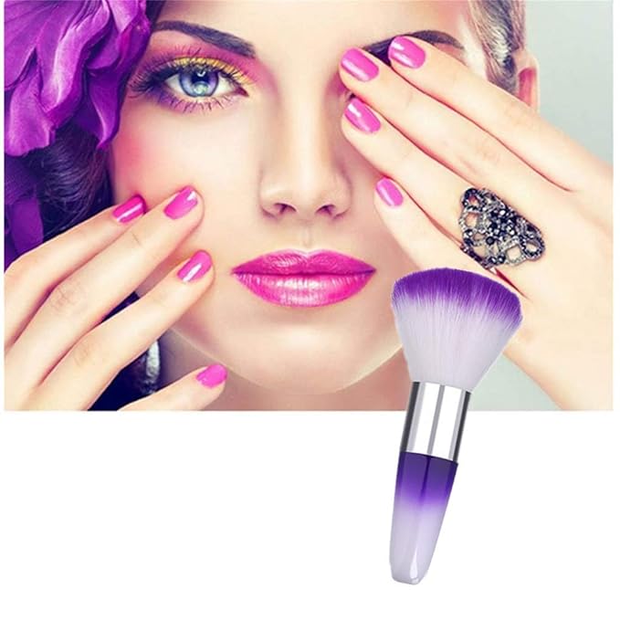 Soft Nail Art Dust Remover Powder Brush Cleaner For Acrylic & UV Nail Gel (purple)