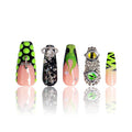 LOVFUL Press on Nails Dare to Roar French Tip | Handmade with Full Covered Crystals | Reusable Full Cover Nails | Coffin Classic Regular 1.3 in | H153-M