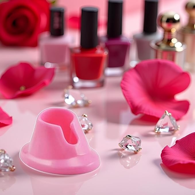 2Pcs Pink Nail Polish Bottle Holder Soft Rubber Anti-Spill Nail Polish Stand Display Manicure Tools