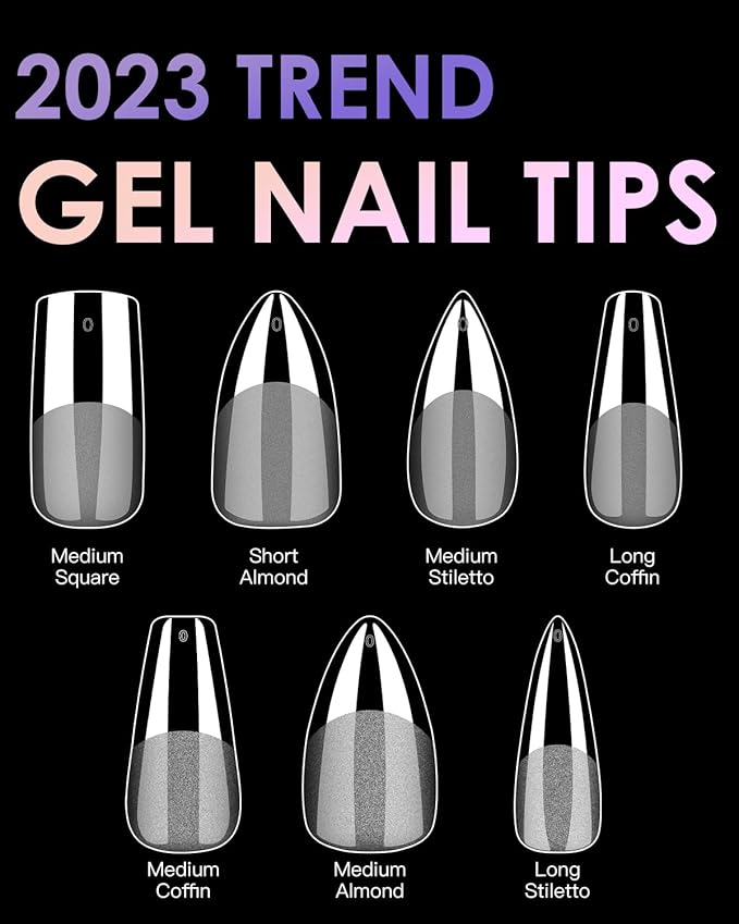Soft Gel Nail Tips Medium Coffin, 120PCS Pre Buff Full Cover Nail Extenison Tips Half Matte Gel X Nail Tips BORNBYME