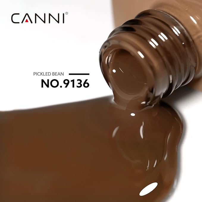 CANNI Brown Fall Gel Nail Polish, 1Pcs Chocolate Brown Gel Polish Fall Winter Color High Gloss Soak Off U V Nail Manicure Salon DIY