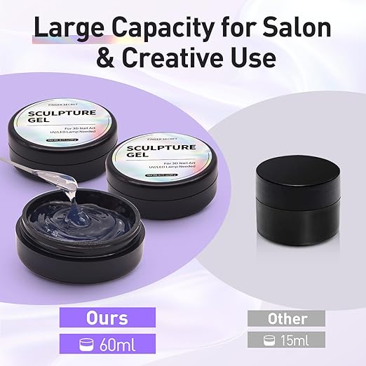 [3 Pack] 20g Nail Art Glue Gel – Crystal Clear Rhinestone Adhesive & 3D Sculpting Gel for Nail Charms, Decorations & Chrome Powder Effects – Strong Hold, Professional UV/LED Cure Formula (60g Total)