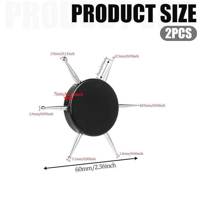 2Pcs Circular Dotting Tools, 6 In 1 Nail Dotting Pen, Disc Nail Dotting Tool, Stainless Steel Nail Dot Painting Tool for Embossing Tracing Manicure, Professional Nail Salon or Home Use