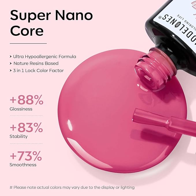 modelones Pink Gel Nail Polish Purple Gel Polish Nail Polish High Gloss Soak Off U V Valentine Nail Manicure Salon DIY for Women Girls 15 ML