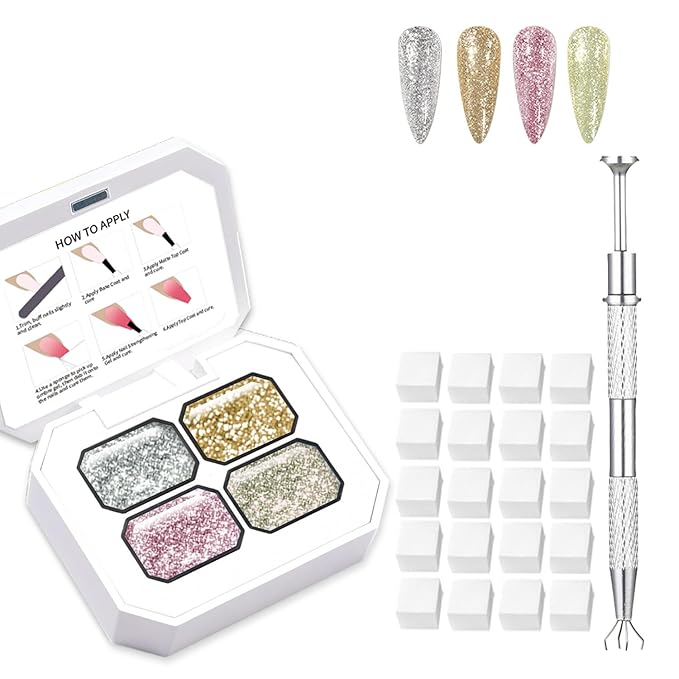 4 Colors Set Ombre Gel Nail Polish,Gradient Painting Gel with 100PCS Nail Sponges & Grabbing Pen for Paint for Nails Art can be Painted in Salon or Home Use(B1)