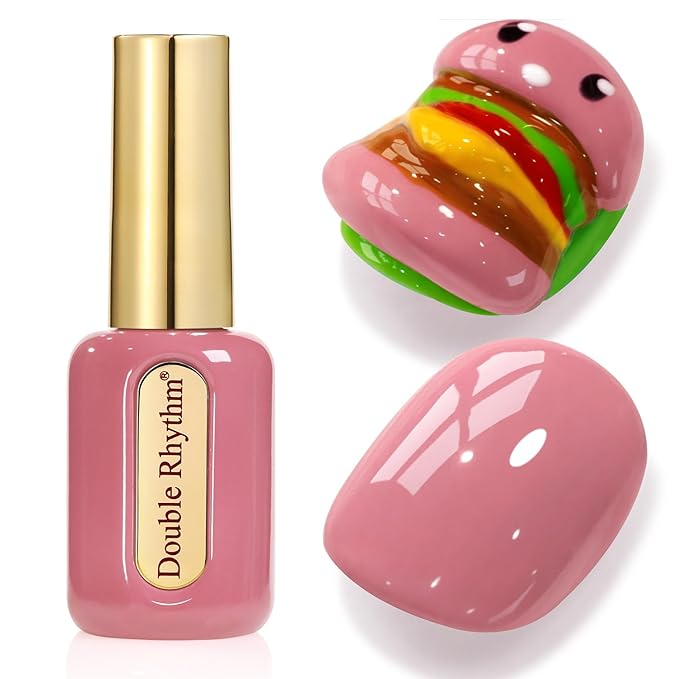 Double Rhythm 0.50 OZ Gel Polish Hema Free Same Color Same Bottle Golden Round Translucent Neutral Natural Milky 15 ML Jelly UV Polish Art DIY at Home (Coral Pink-C1517)