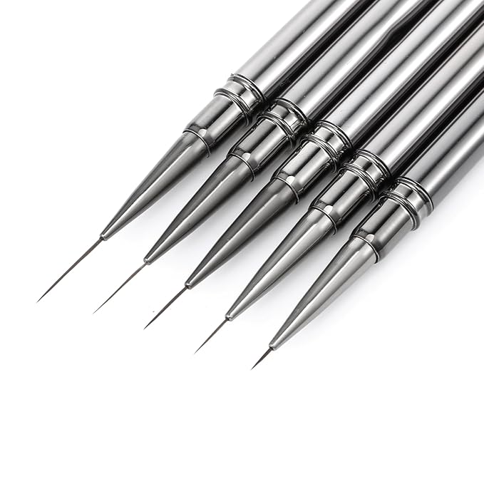 Sibba Nail Art Liner Brushes Set 5PCS Professional Detail Nail Art Pens for Gel Polish Metal Nano Nails Files Acrylic Painting Nails Tool for Long Lines Thin Details Fine Line Drawing Beginner Artists