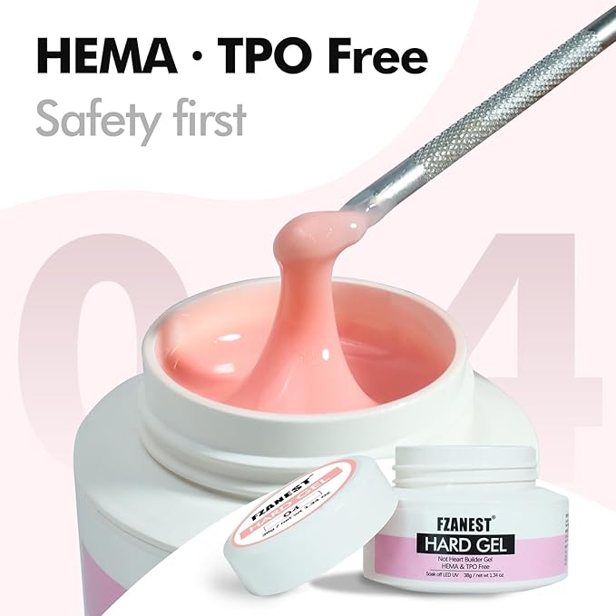 FZANEST Heat-Free Builder Hard Gel Hema-Free Nude Pink Nail Strengthening Extension Sculpting Color UV Gel for Nails #03