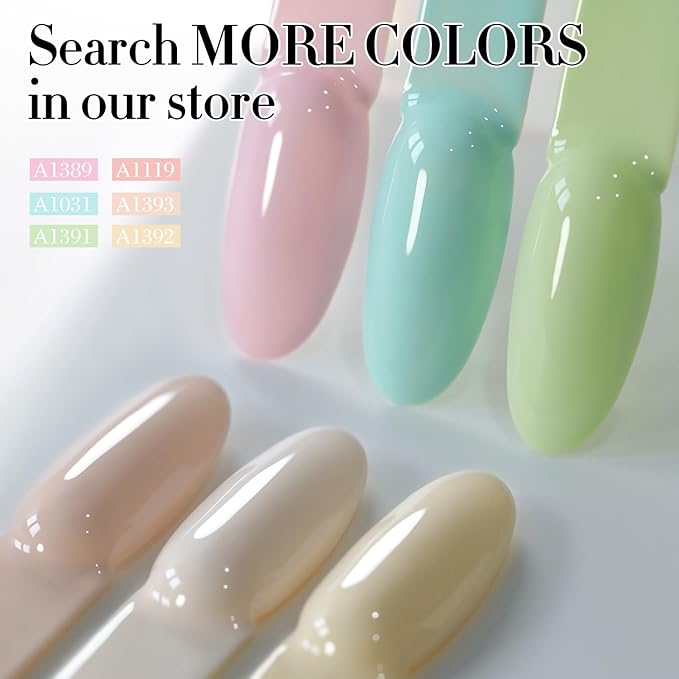 Double Rhythm Gel Polish 15ML Jelly Sheer Pastel Light Milky Color Pearl White Bottle 1 PC 0.5 OZ Full Size Nail Art Salon at Home (Spring Green-D1391)