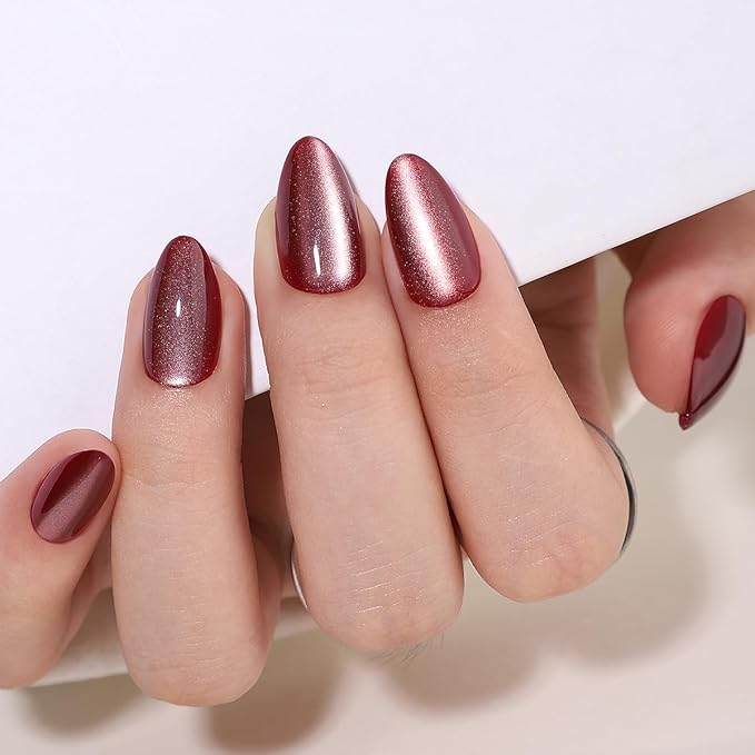 Press On Nails - Sorbet | Almond Cat Eye UV Finish Almond Nails, Salon Quality | 32 Nails, 16 Sizes Kit with Glue and Adhesive Tabs I Female Founded