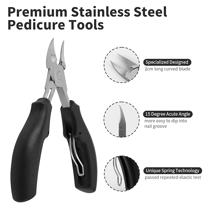 Ingrown Toenail Clippers, Upgraded 11Pcs/set Nail Treatment Foot Tool Kit, Pedicure Knife Nail Lifter Cutter Cuticle Manicure Kit Foot Care Toe Nail File for Podiatrist Ingrown Seniors Adult