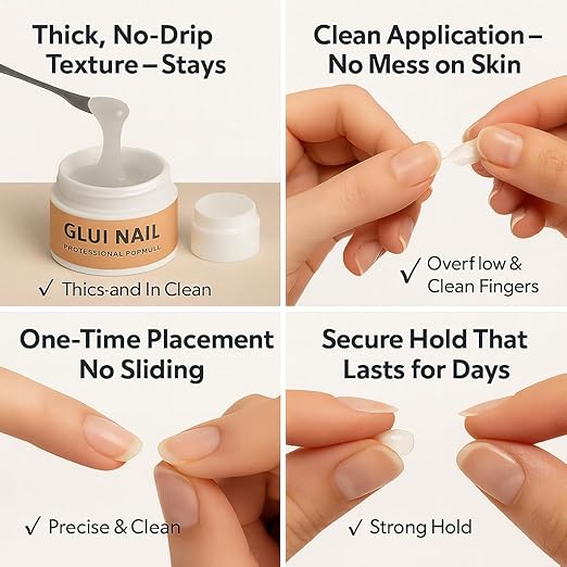 Nail Glue for Press-Ons | Gel Nail Glue - Waterproof, Chip-Resistant, No-Drip Formula | Long-Lasting Strong Hold for Rhinestones, 3D Nail Art & More - Perfect for DIY Manicures (2Pcs)