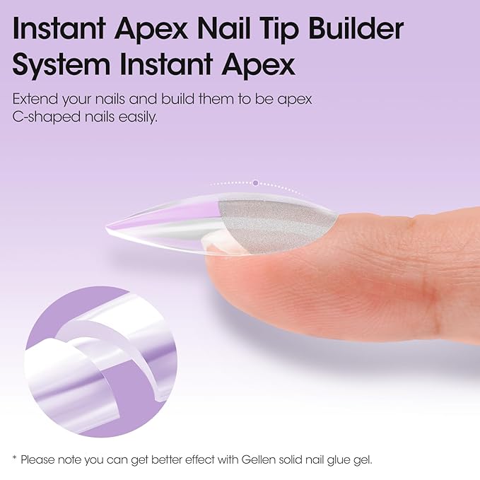 Gellen Tipex Pre-building Nail Tips, 320pcs Built-in Apex Medium Almond Nail Tips, 16 Sizes Full Cover Pre-file NailTips for Easy Wearing, Thicken Nails for Flat Nails