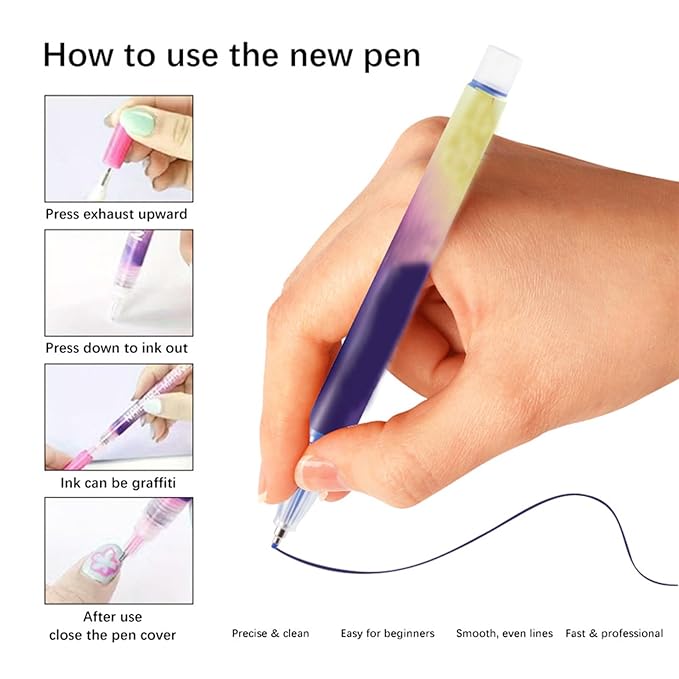 Easter Gifts 12 Colors Nail Art Pens Set, Nail Art Markers Nail Polish Pens for Drawing Painting Point Liner Acrylic Paint Pen Kit Quick-Drying DIY Nail Art Beauty Adorn Manicure Tools