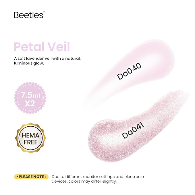 Beetles Builder Gel for Nails HEMA-Free,2 Pcs 0.2 oz 8 in 1 Jelly Purple & Glitter Builder for Thickening Apex Building Strengthener Extension LED/UV Lamp Light Purple Nails DIY Salon for Begginer
