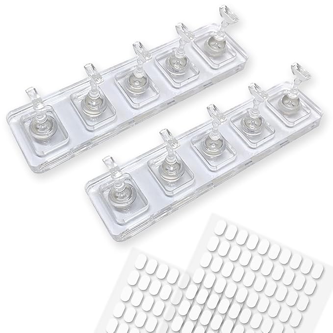 Nail Stand for Press On Nails Art Display Practice 2 Sets, Acrylic Stand Holder for Practice Tips with 200pcs Clear Reusable Adhesive, Beginner Nails Arts Kit Accessories DIY Tool at Home