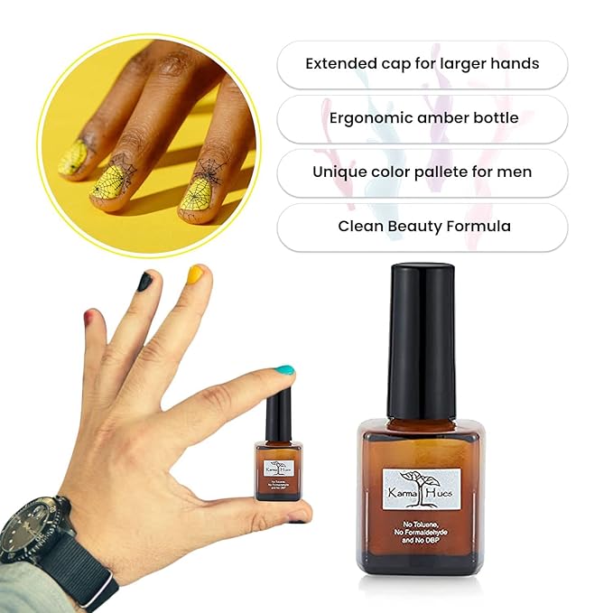 karma organic Natural Nail Treatment - Non -Toxic Nail Art, Vegan and Cruelty-Free Nail Paint Design for Men's (5 Free Quick Dry Top Coat)