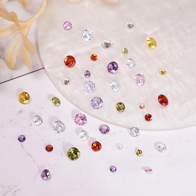 Craftdady 80Pcs Cubic Zirconia Faceted Rhinestone Cabochons 2.5/3/4/5mm Pointed Back Crystal Diamante Gems Mixed Colors for Clothes Shoes Nails Decoration Jewelry Making
