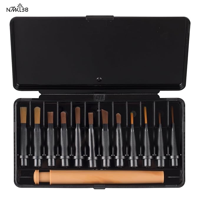NMKL38 12 Pcs Replacement Nail Drawing Pen, Nail Art Painting Pen Brush Acrylic Round Flat Painting Drawing Liner Nail Tools