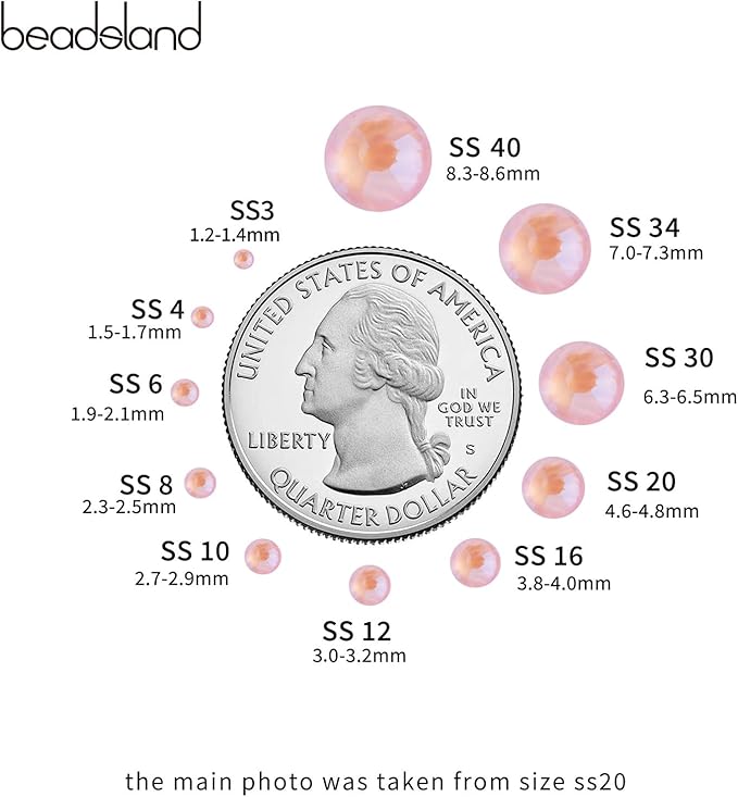 Beadsland 1440pcs Flat Back Crystal Rhinestones Round Gems for Nail Art and Craft Glue Fix, Luminous Pink, SS16,3.8-4.0mm