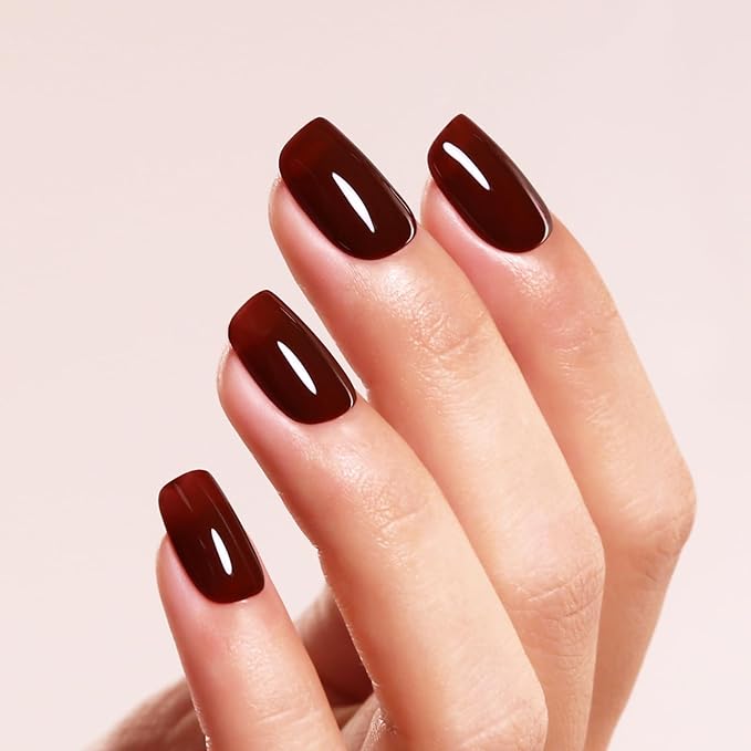 Gel Polish, 0.5 Fl Oz Dark Chocolate Brown Gel Nail Polish Autumn Winter Soak Off LED UV Maroon Gel Nail Polish Art Starter Manicure Salon DIY Nail Gel Polish