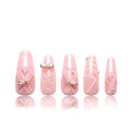 LOVFUL Press on Nails Tiptoe Ballet | Handmade with Full Covered Crystals | Reusable Full Cover Nails | Coffin Classic Regular 1.3 in | H291-L