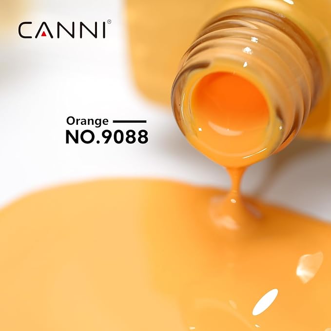 CANNI Orange Gel Nail Polish, 1Pcs Orange Gel Polish Bright Neon Orange Color High Gloss Soak Off U V French Nail Manicure Salon DIY