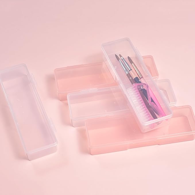 4Pcs Transparent Storage Boxes For Nail Tool Professional Pedicure Manicure Tools Set Plastic Nail Art Tool Box Storage Case Nail Supplies, White