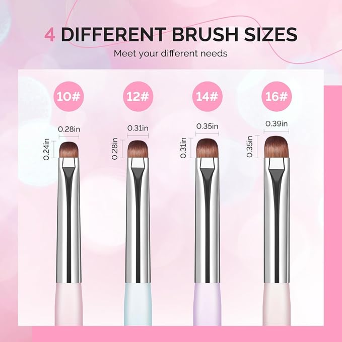 MelodySusie 4Pcs Dual-Ended French Nail Brush and Dotting Pen Set, Size #10#12#14#16 with Brush Holder, for French Tips Nail Clean Up and Nail Dotting