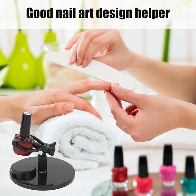 ZJchao Nail Polish Holder, Bottle Stand with Wide Base, Prevents Falling, Nail Art Helper, Black, ABS Material