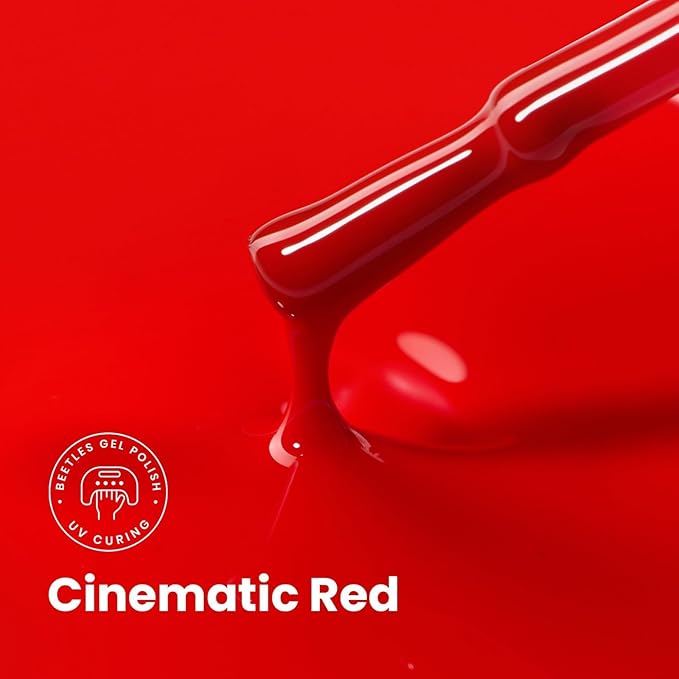 Beetles Red Gel Polish - 15ML/0.51Fl Oz, Red Gel Nail Polish, Same Color Same Bottle STAY SHINING Series, Soak Off UV LED Lamp Spring Nails Art, Long-Lasting Manicure Salon DIY Home Valentines Nails