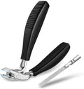 Large Toenail Clippers for Thick Nails for Seniors, Non-Slip Long Handled Angled Head Toe Nail Clippers with Catcher, Wide Jaw Opening Sharp Straight Edge Cutters, Fingernail Clippers for Men Women