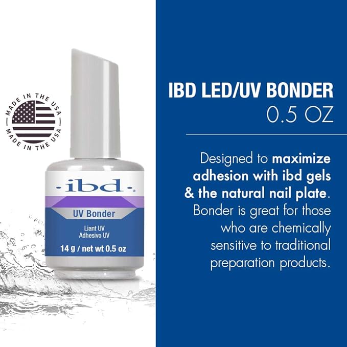 IBD Non-Acidic Nail Primer, UV Bonder for Excellent Adhesion, Great for Nail Gels and Acrylic Nails 0.5 oz