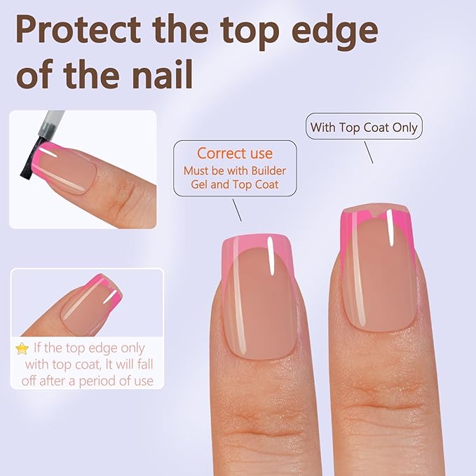Misssix French Gel Nail Tips, 160Pcs Pink French Tip Press on Nails Short Square, No Need to File Tips Pre-lasting, Fake Nails for Nail Art DIY 16 Sizes