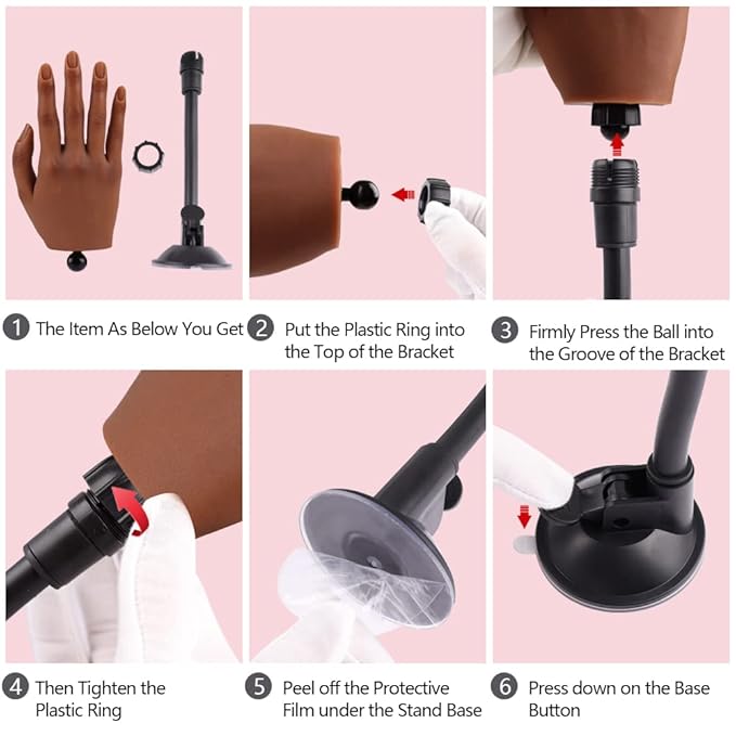 Practice Hand for Acrylic Nails with Stand Bracket, Silicone Fake Hands to Practice Fake Nails Mannequin Hand for Nails Practice and Nail Art Single Right Hand Color 5#
