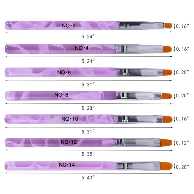 WOKOTO 14 Pcs Acrylic Nail Brush Set, UV Gel Nail Acrylic Brush Tips Builder Brush Nail Painting Brush Pen Nail Dust Brush 3d Nail Art Brush Nail Polish Brush Kit
