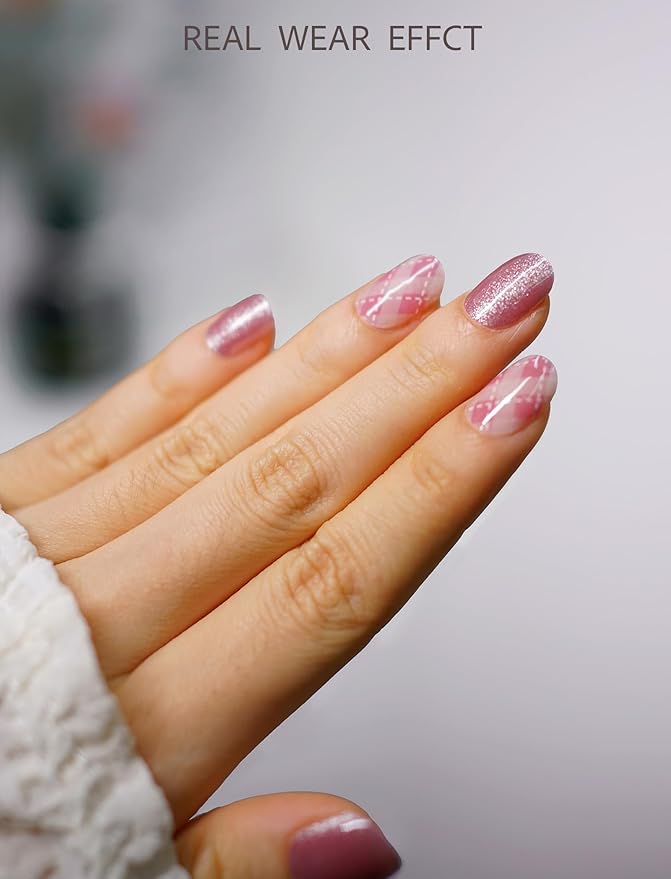 Nail Polish Strips – 32PCS UV Free Salon Quality Wraps, Long Lasting Gel Nail Stickers for Women (Pink Lemonade Drops)