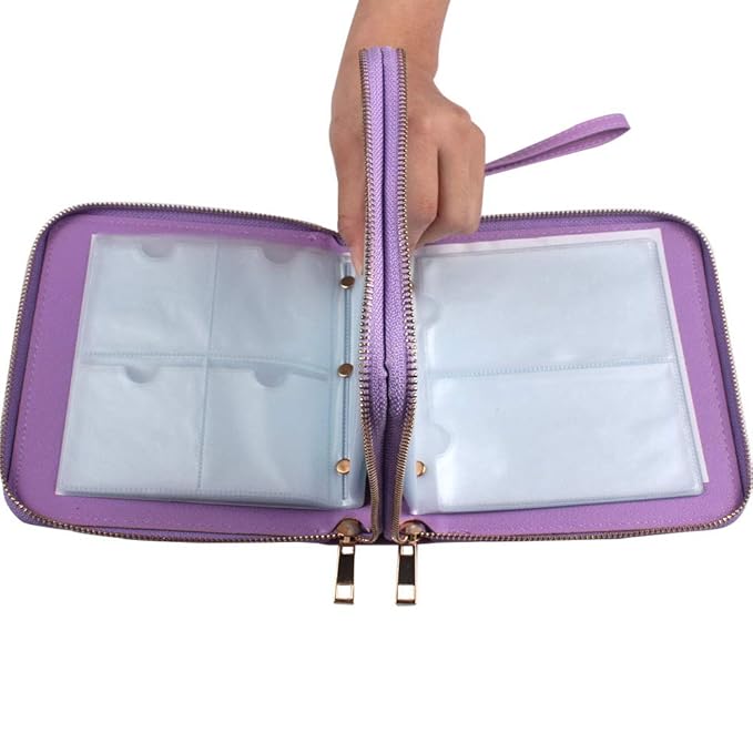 Finger Angel Nail Art Stamping Plates Double Zipper Cases 192 Slots Nail Stencil Case Purple Color Nail Plate Collection