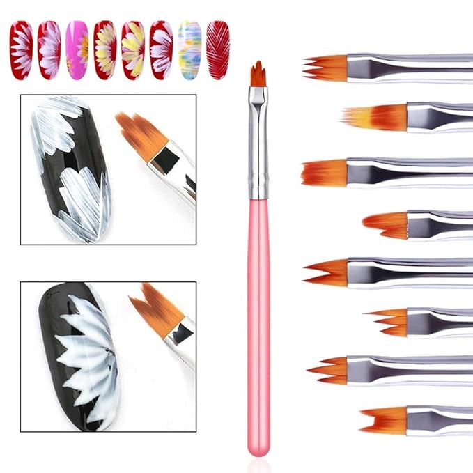 11 Pc Nail Art Brush Set - UV Gel Painting Pen, Flower & Gradient Designs, Liner Brushes