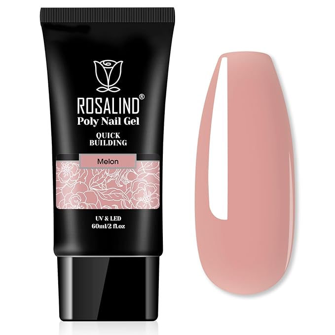 ROSALIND Pink Christmas Poly Nail Gel, 60ml Extension Gels for Nail Art, Natural Color Builder Pink Gel Poly Extension Easy to DIY Use at Home Need UV Lamp