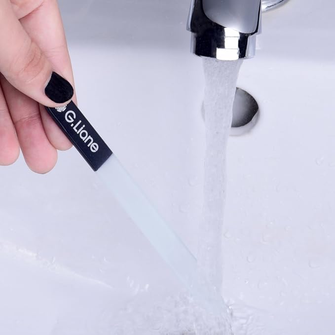 Crystal Nail File-Double Sided Etched Glass Nail Files, Alternative to Metal Nail File & Emery Boards (Black)
